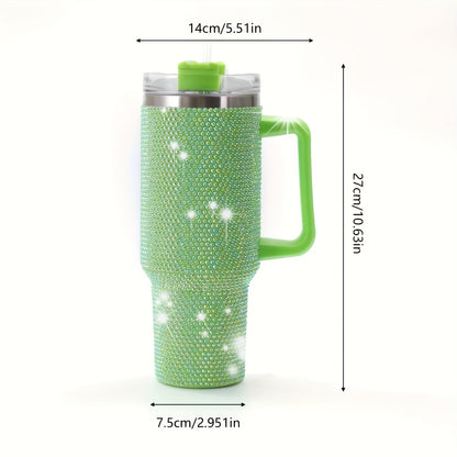 40oz Rhinestone Stainless Steel Insulated Tumbler - Premium Travel Mug for Hot And Cold Drinks - Durable, Reusable, Hand Wash Only, No Electricity Needed, Multipurpose, And Sparkling Diamond Flag Series Design, Birthday Christmas Gifts