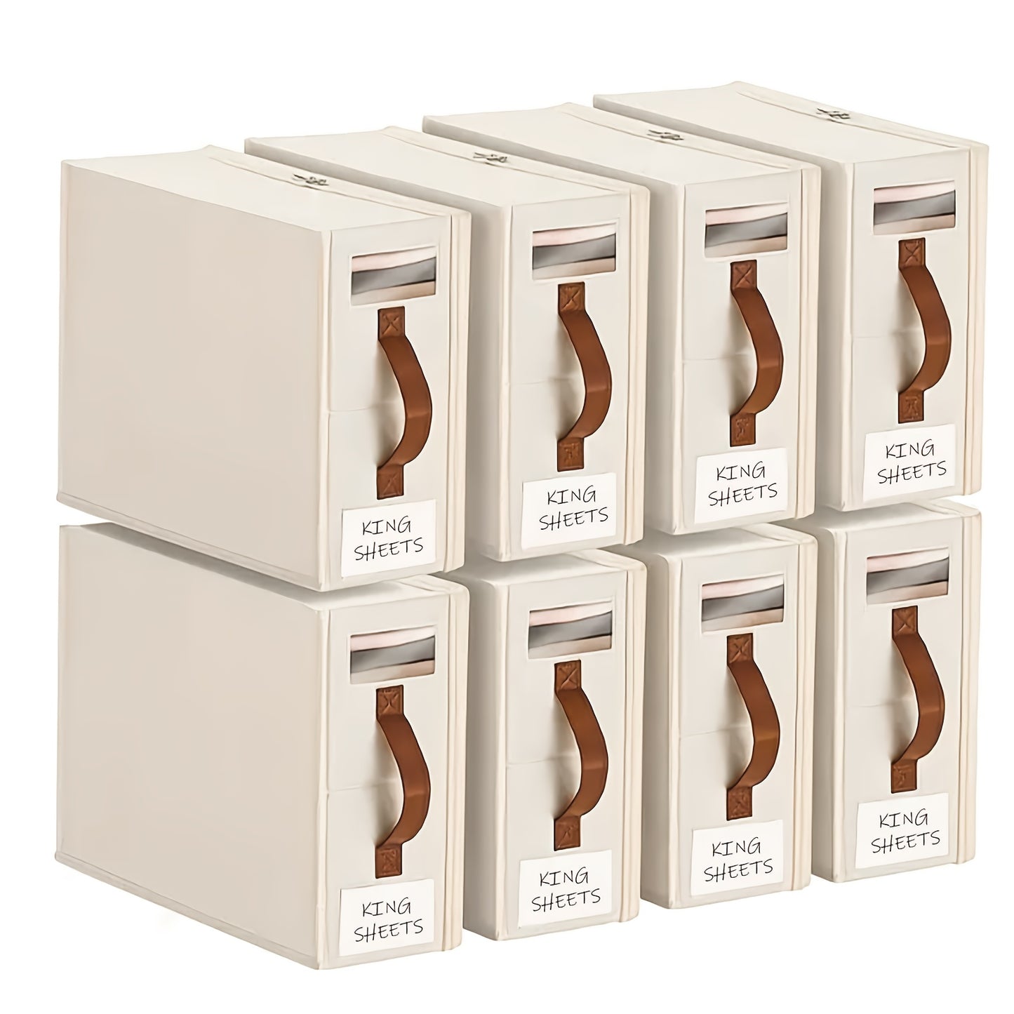 4/8pcs Storage Bed Sheet Organizer, Bed Sheet Storage Boxes And Clothing Storage Boxes, Suitable for Wardrobes, Under Beds, And Closets, Can Store Clothes, Bed Sheets, Down Quilts, Etc, Box with Transparent Window, Under-Bed Storage