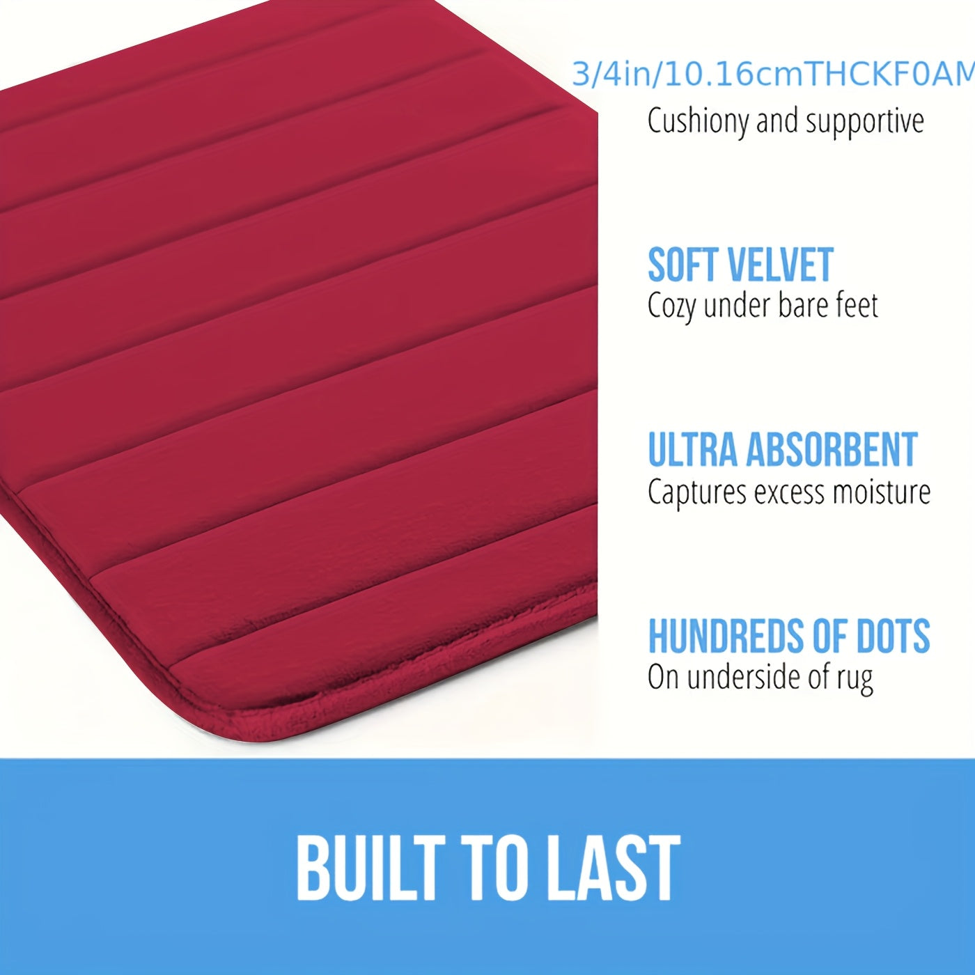 3pcs Plush Memory Foam Bath Mats - Soft, Fast Absorbent, Non-Slip, Washable, Comfortable, Thickened Bath Rug for Shower Room, Kitchen, Laundry, Bedroom, Indoor Use - Bathroom Additions