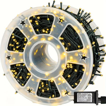 500 LED Christmas Lights, 170 Feet, 8 Lighting Modes with Memory Plug, Transparent Wire Lights, Suitable for Outdoor Birthday Christmas Party Balcony Decoration (Cool White Light/Warm White Light), Outdoor Lights