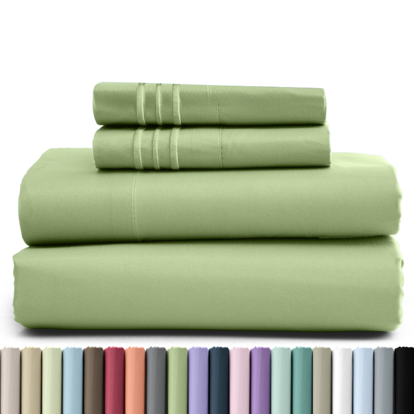 Hannah Bedding 4 Pieces Solid Colors Bed Sheets - 1800 Series Brushed Sheet Set With Pillowcases, Deep Pocket Bedding Set For Ultimate Comfort - Lightweight And Breathable Cooling Sheet Set - 16 Inches Deep Pocket