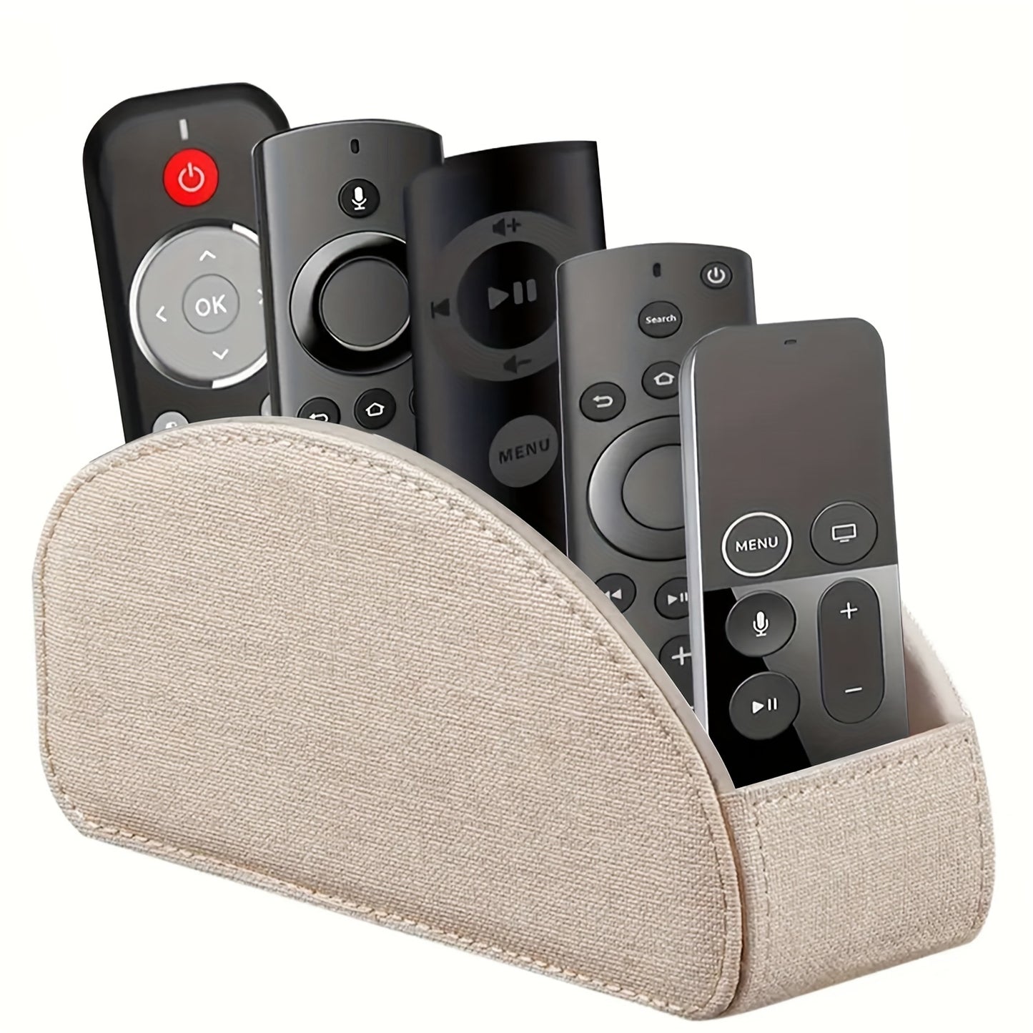 Remote Control Holder with 5 Compartments, Faux Leather Multifunctional Desktop Storage Box/Remote Organizer Caddy/Pen Case/Home Storage Container for Remote Controls, Pens, Eyeglasses, Makeup Brushes, Office Stationery, etc. Home Decor and Accessories, S