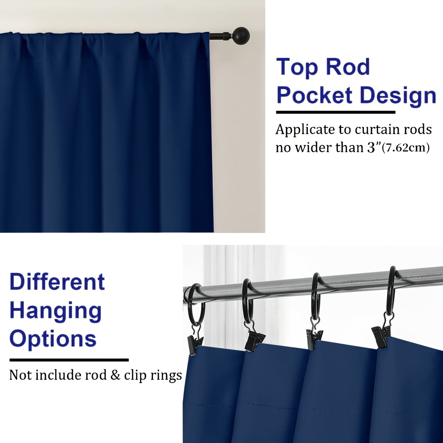 YOULEYAR 4 Panel Modern Blackout Thermal Insulated Energy Saving Curtain Drapes - Blocking Thermal, Solid Color Panels Suitable for Bedroom, Living Room, - Rod Pocket, Year-Round Use