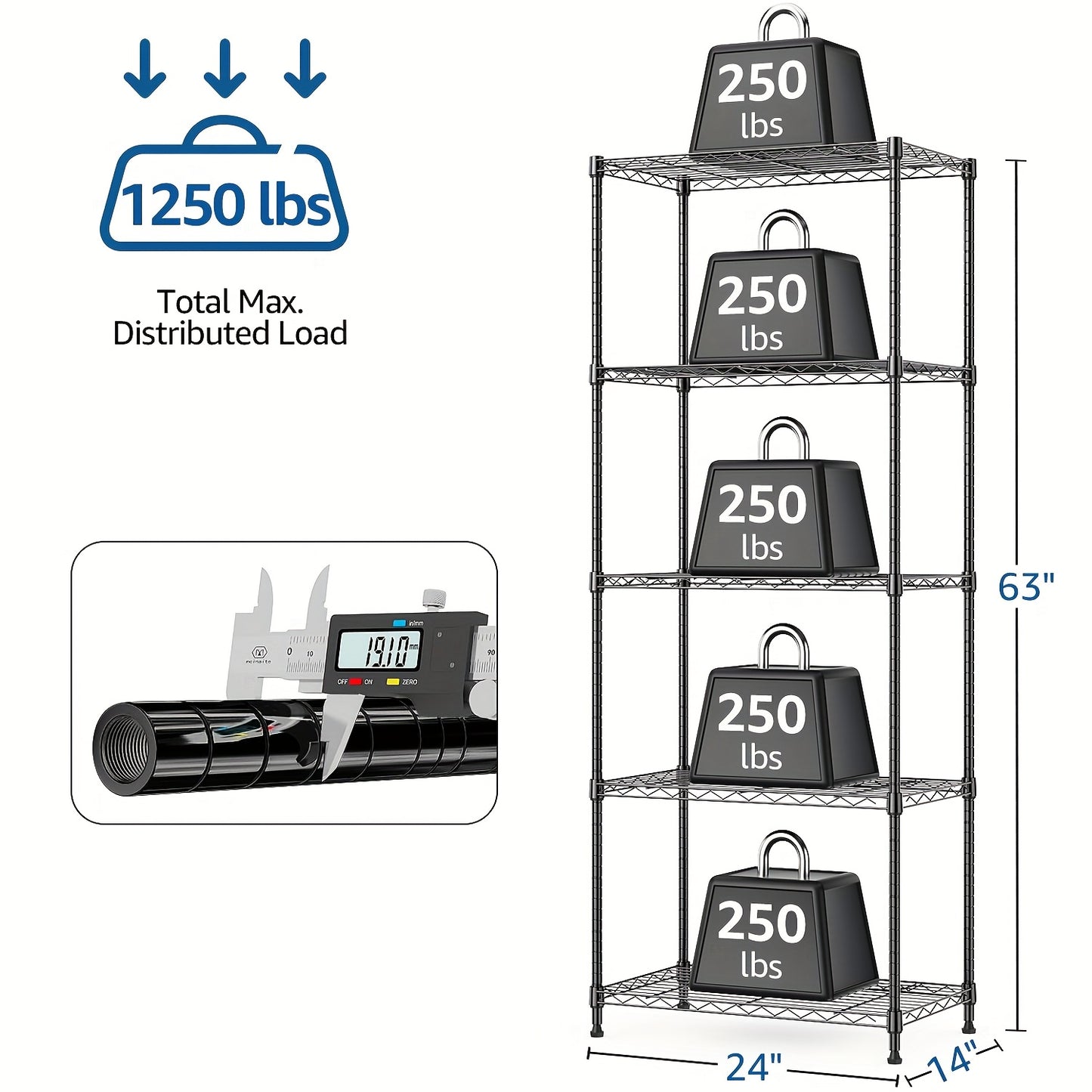 MZG Heavy-Duty Adjustable 5/4 Shelf Metal Storage Shelving Unit - Industrial Garage, Pantry, Kitchen, Workshop Organizer Tool-Free Assembly, Space-Saving Shelving Rack For Home, Commercial Use Open Shelf Design, Sturdy Construction, Utility Shelves