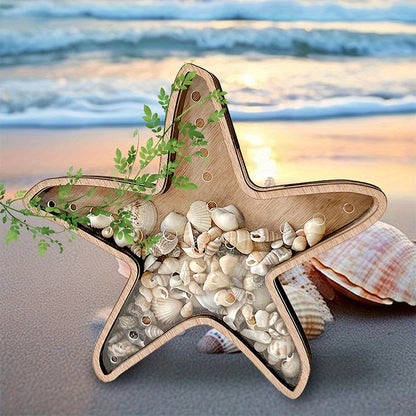 Wooden Starfish Tray – Ocean-Themed Organizer Dish for Desk & Dresser, Display Crystals Shells Agates, Nautical Home Decor, Thoughtful Beach House Gift for Holiday Season