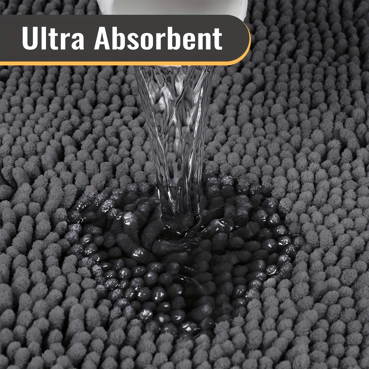 Chenille Bathroom Rug Extra Soft Absorbent Bath Mats for Bathroom Floor, Water Absorbent, Machine Washable