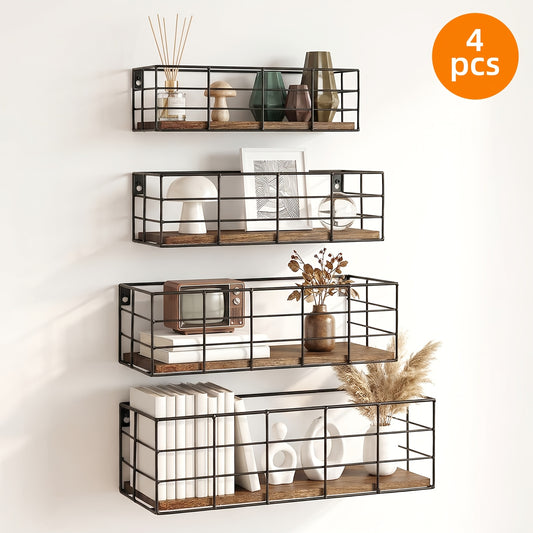 Wall-mounted Floating Shelves, 4/6 pcs of Wall-mounted Storage Racks, Multiple Sizes, Bathroom Wall-mounted Storage Shelves, Suitable for Room Decoration, Wall Vanity, Bathroom Storage and Accessories, Living Room, Bedroom, Kitchen, Floating Shelves