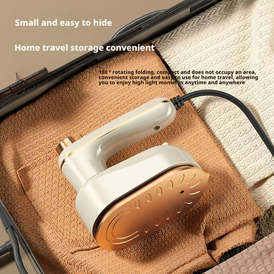 Mini Portable Folding Travel Iron – Compact Handheld Steam Iron for Travel, Dorm, Apartment & Home Office – Lightweight Wrinkle Remover for Clothes, Shirts & Fabrics (White, Model YD-03)