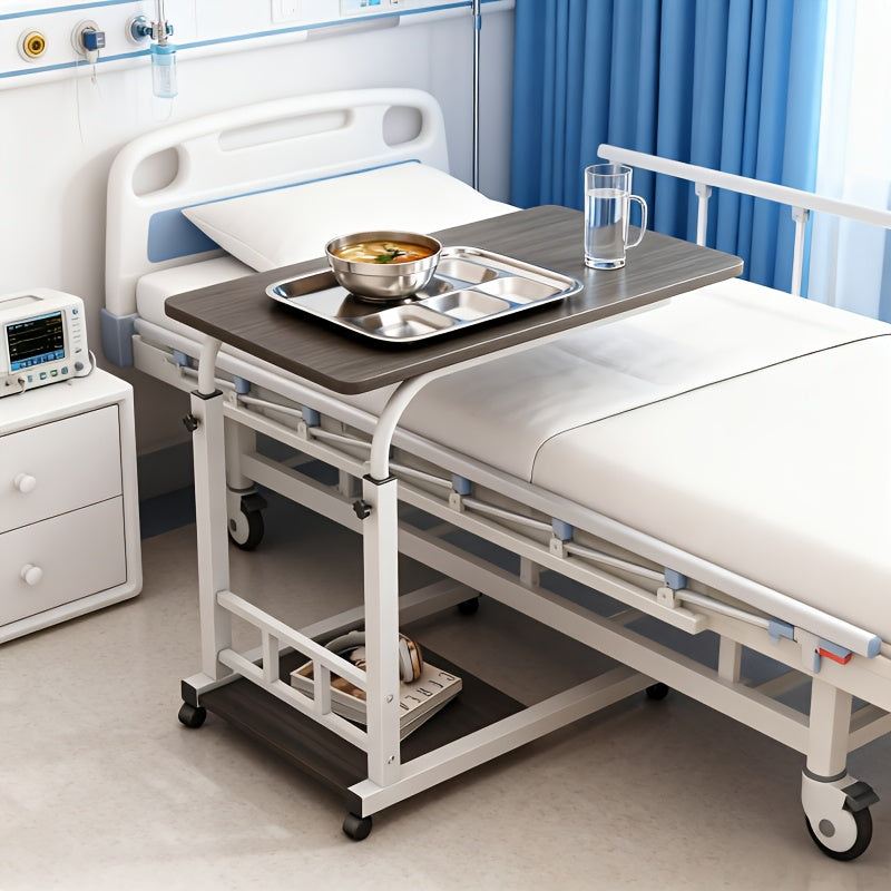 Bedside Table with Wheels Adjustable Height – Multi-Style Nursing Care Table for Elderly & Patients | Single & 3-Tier Rolling Overbed Dining Table, Home Medical Convalescent Furniture, 13 Styles
