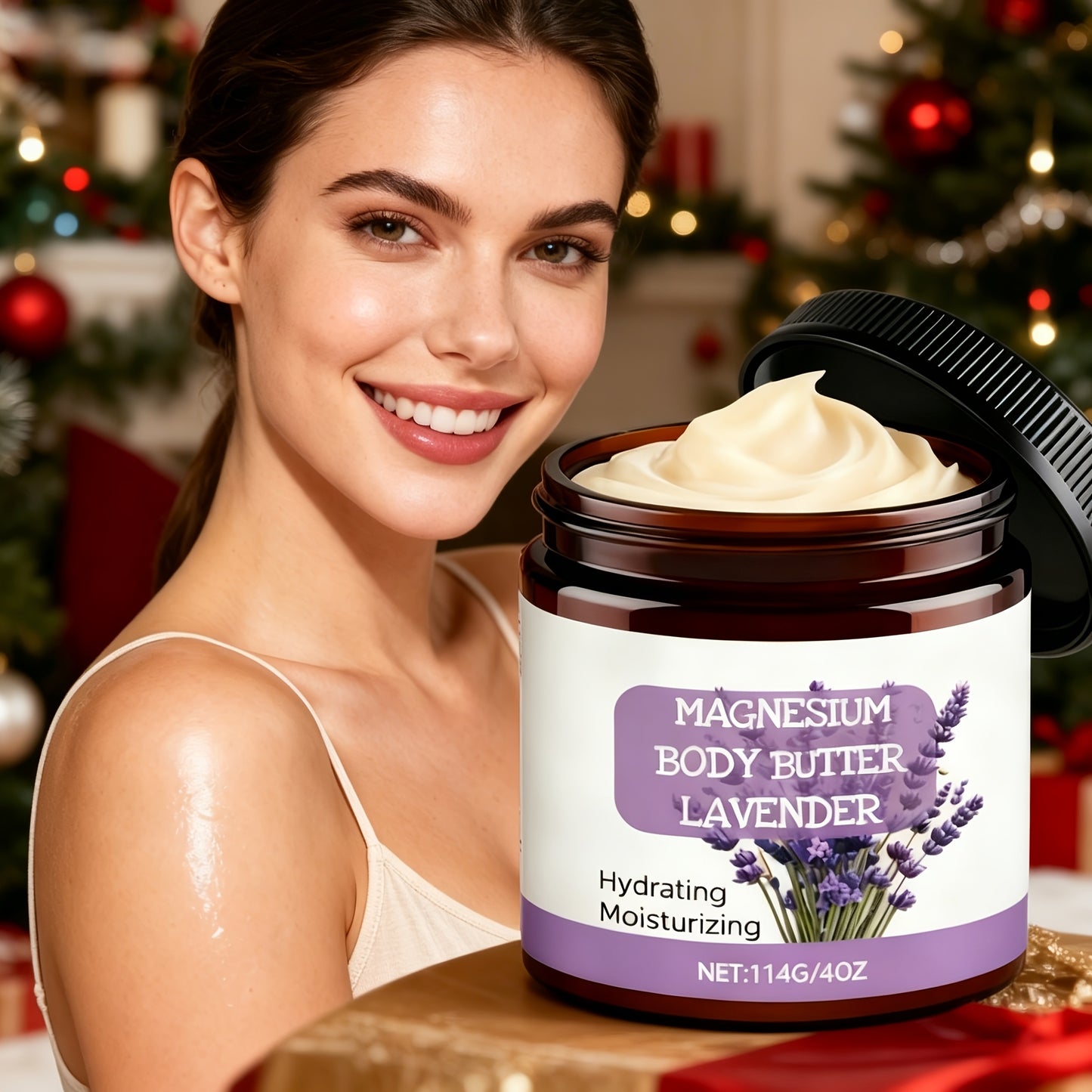 Large Capacity 114g/4oz Lavender Magnesium Cream Body Lotion, Enriched with Lavender Oil and Magnesium Chloride. Gentle and Non-irritating, It Deeply Moisturizes and Nourishes the Skin for Long-lasting Hydration. Soothes and Relaxes Muscles. Suitable