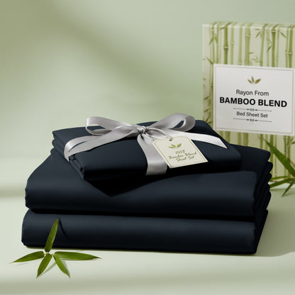 Lux Decor 3/4 Pieces Bamboo Blend Sheet - Polyester & Bamboo Viscose Cooling Bed Sheets, Skin Friendly & Machine Washable Bed sheets Set - Up to 16 Inches Deep Pocket Included 1 Flat 1 Fitted 2 Pillowcases Hotel & Bedroom Accessories