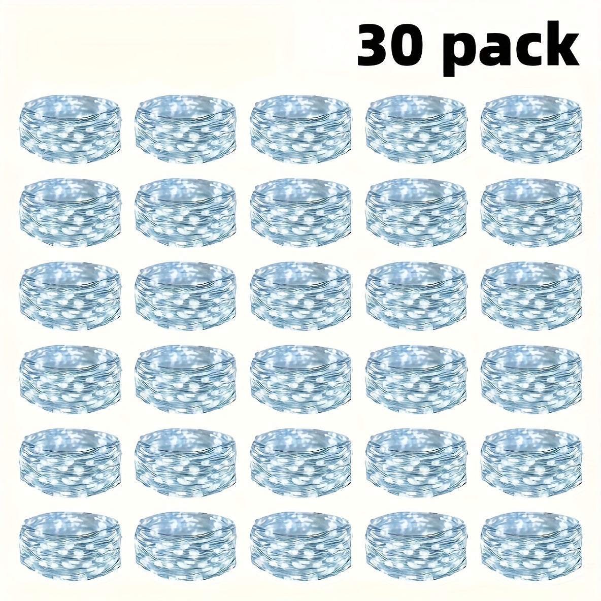 30/100pcs Fairy Lights Battery Operated (Included), 6.5ft 20 LED Mini String Lights, Silver Wire Firefly Starry Lights for DIY Wedding Christmas Party Mason Jars Decor, Warm Whit