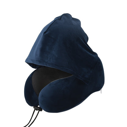 U-shaped Travel Pillow with Cap- Adjustable Portable Neck Pillow Suitable for Airplane and Home Use. Moderately Soft Fabric, Removable and Washable. Neck Support Pillow| Ergonomic Design| Pillow| Travel Pillow(includes Eye Mask)