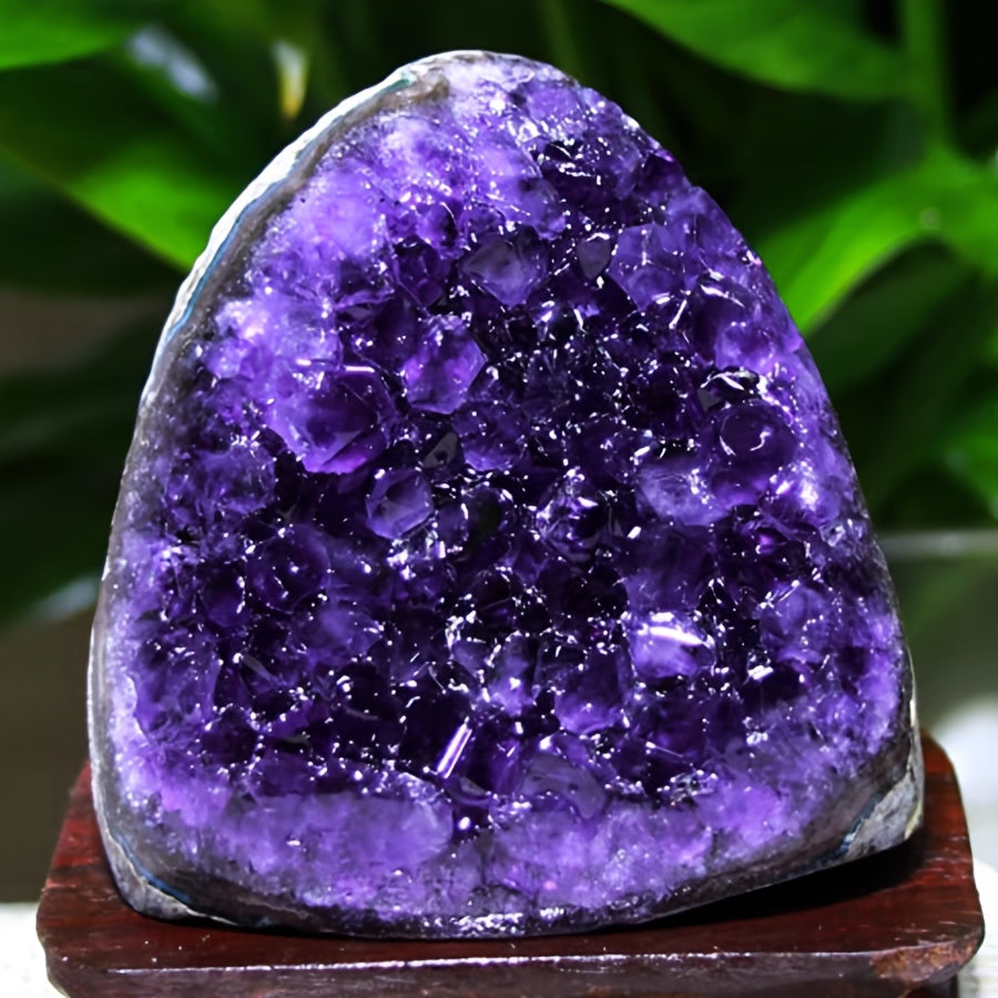 Natural Uruguayan Amethyst Geode | 12.7oz-1.01LB Polished Edge Display Stone For Home & Office Decor | Premium Crystal Accent, Gift & Tabletop Statement Piece