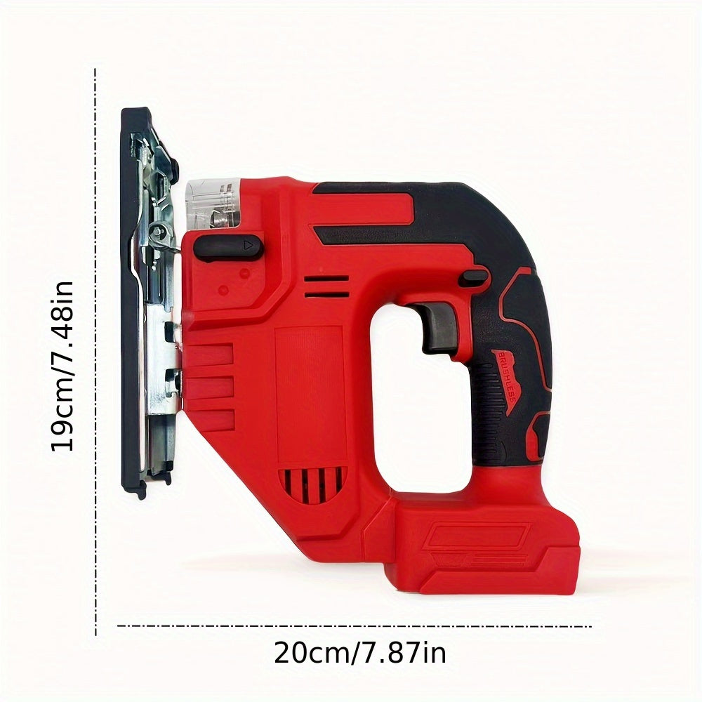 Cordless Jigsaw Tool, Brushless Motor, Variable Speed, Bevel Angle (0°-45°), LED Light, with 3-position Rail Setting for Straight Lines, Curves, Circles, And Cutting (no Battery).