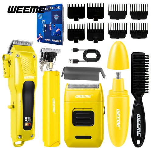 Hair Clippers for Men 4-in-1 Cordless Trimmer Set - Rechargeable Electric Shaver with Beard Trimmer, Nose Hair Trimmer & Body Groomer, All-in-One Barber Kit for Home & Salon Use