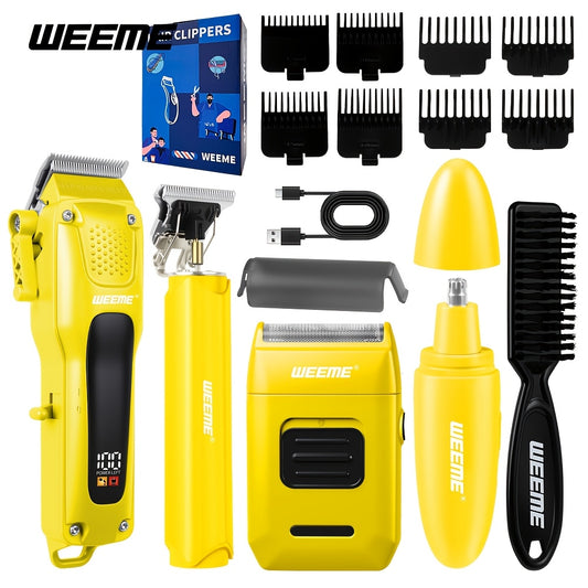Hair Clippers for Men 4-in-1 Cordless Trimmer Set - Rechargeable Electric Shaver with Beard Trimmer, Nose Hair Trimmer & Body Groomer, All-in-One Barber Kit for Home & Salon Use
