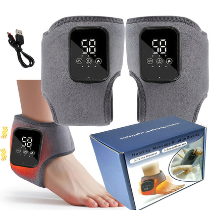Electric Foot Heating Massage Device, Heated Ankle Wrap with 3 Heat Levels & 3 Vibration Modes, Touch Screen Timer, Fits Left & Right Feet – Relieves Ankle Pain, Arthritis, Plantar Fasciitis, Muscle Fatigue