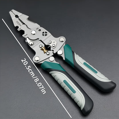 18-in-1 Premium Heavy-Duty Wire Stripping Pliers, High-carbon Steel Precision Tool, Foldable Design, Ergonomic Handle for Comfortable Grip, Multi-functional Electrician's Pliers Integrating Wire Stripping, Cutting, Pulling, Crimping