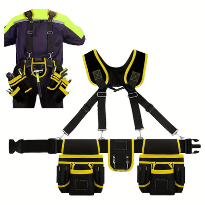 Classic Yellow And Black Color Scheme - Durable Construction - Large Capacity Multi-functional Tool Belt - Easy to Use - Lightweight - Wear-resistant And Durable - Suitable for Automotive Mechanics And Gardening Professionals.