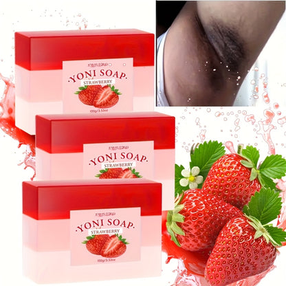 6pcs And 3pcs Of Ladies' Strawberry Intimate Soap 100g, Soap And Bath Products For Cleansing The Skin, Balancing Value, And Long-lasting Fresh Fragrance