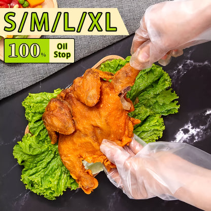 200/1000pcs Clear Poly Gloves, 3.5Mil Disposable Gloves, Oil Resistant, BPA And Free, Food Gloves for Cooking, Food Handling, Cleaning Use (S/M/L/XL)