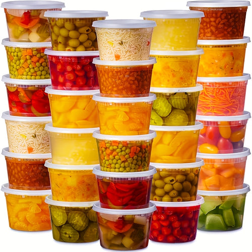 48pcs(24 Containers & 24 Lids) 16oz BPA-Free Durable Leakproof Deli Containers with Lids Set - Microwave & Dishwasher & Freezer Safe Stackable Sealed Fresh Container, Ideal Choice for Takeout Meal Preparation, Ready-to-Eat Packaging Kit
