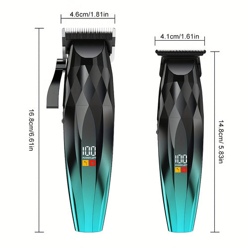 2pcs Professional Men'S Electric Hair Clipper Set, Beard Trimmer Kit 14pcs Comb Guide Set Ceramic Motor Blades Powerful Motor 7000 RPM 1800Mah Lithium Battery. Haircutting, Shaving, Sculpting Styles. for Home, Car, Business Trips, And Travel