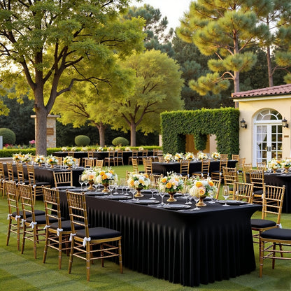 2pcs Rectangular Pleated Tablecloth, Made of Polyester Elastic Material, Used for Party And Wedding Decoration, Very Elegant And Atmospheric, Suitable for Multiple Scenarios Such As Holiday Parties, Evening Parties, Birthdays, Banquets, And Dinners