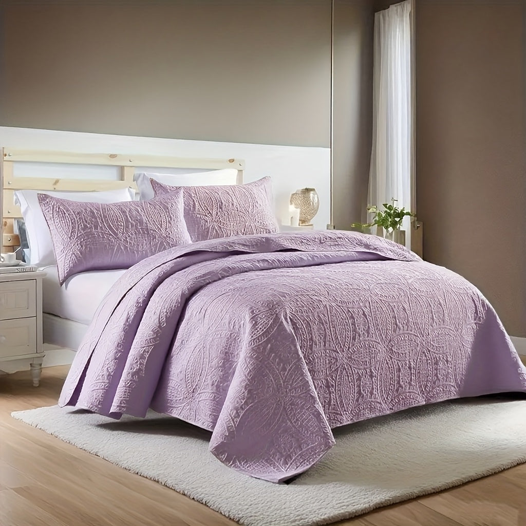 3pcs Bed Quilt Set, Bedding Set Soft Comfortable for Bedroom, Guest Room (1*Bed Quilt + 2*Pillowcases, Without Core)