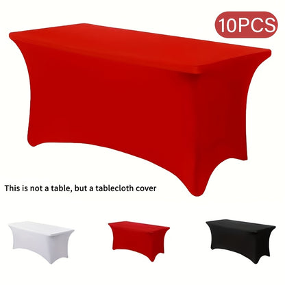 1/2/4/6/8/10pcs, 6-Foot Stretch Spandex Tablecloth, Rectangular Full-Coverage Party Tablecloth, A Must-Have Decoration for Weddings, Birthday Parties, Graduation, Bridal Showers, Trade Shows, Halloween, And Banquets