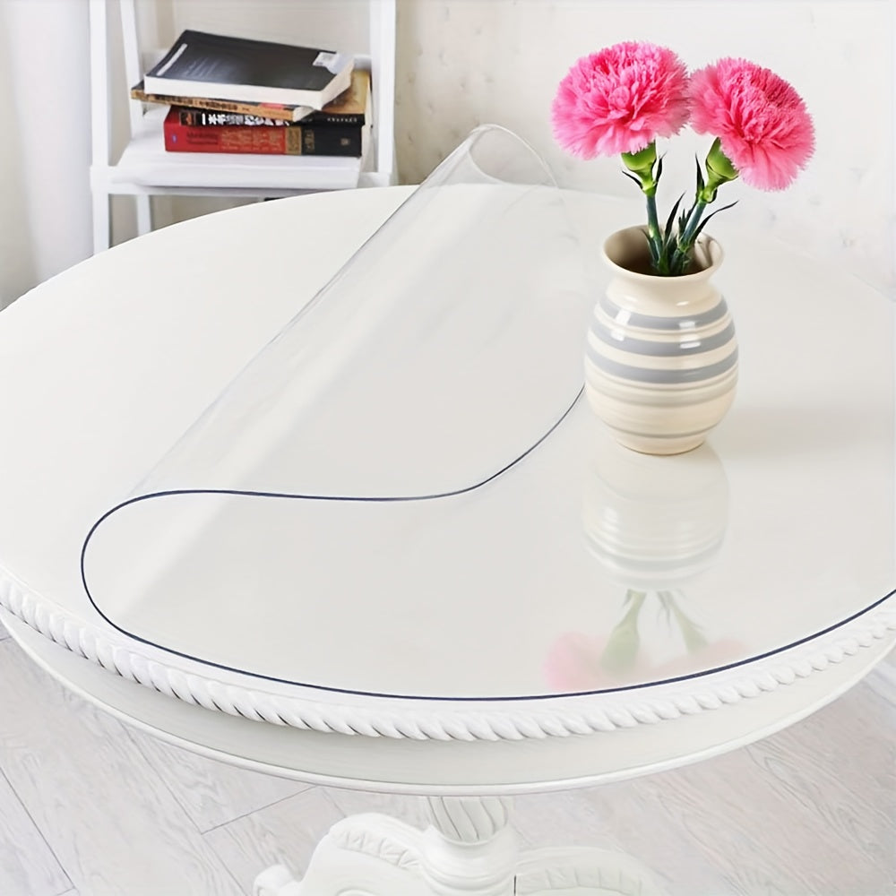 1pc Clear Tablecloth, Round PVC Table Cover, 2Mm Table Protector, Easy to Clean, Scratch-Resistant, Vinyl Circle Table Top Protector for Restaurant, Dining Table, Coffee Table, Outdoor Picnic
