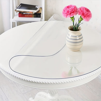 1pc Clear Tablecloth, Round PVC Table Cover, 2Mm Table Protector, Easy to Clean, Scratch-Resistant, Vinyl Circle Table Top Protector for Restaurant, Dining Table, Coffee Table, Outdoor Picnic