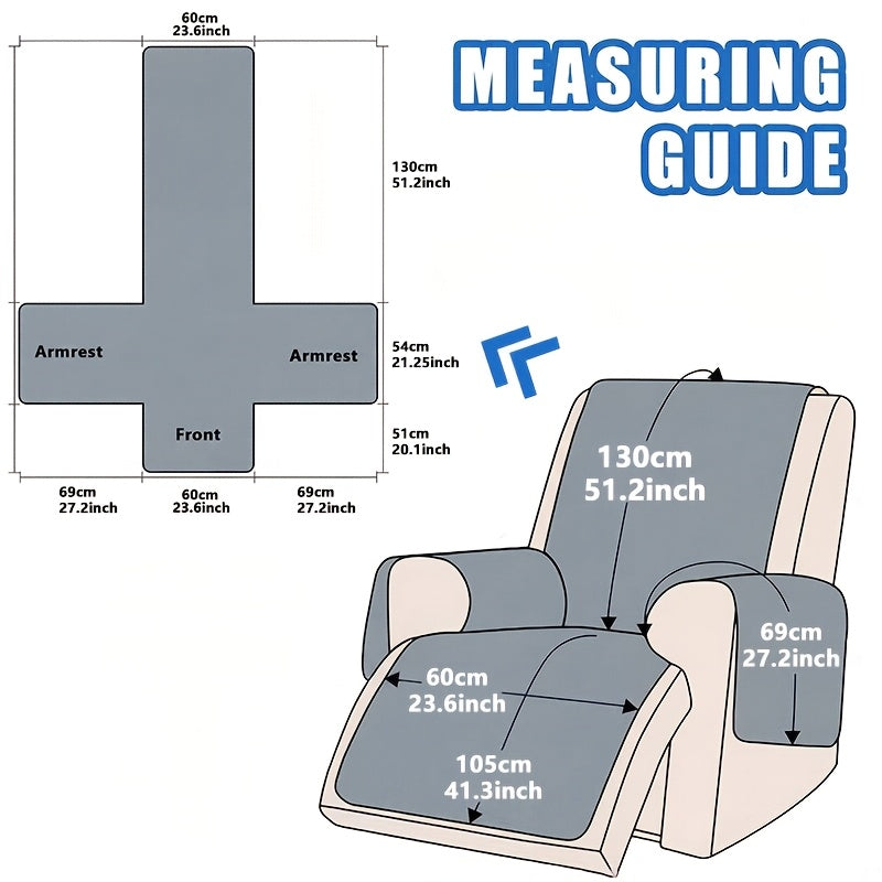 1pc Recliner Cover Sofa Cover, With Pocket Anti Slip Sofa Cushion, Pet Furniture Protective Cover, Quilted Sofa Recliner Cover With Elastic Band, Sofa Protective Cover, Sofa Accessories, Easy To Install, Spring And Summer Home Decoration