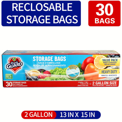 Reclosable Food Storage Bags Heavy Duty Ziplock Seal Fresh-Keeping Bags for Fruits Vegetables Grains Meat Kitchen Organizer Multiple Sizes 0.25 Gal 1 Gal 2 Gal