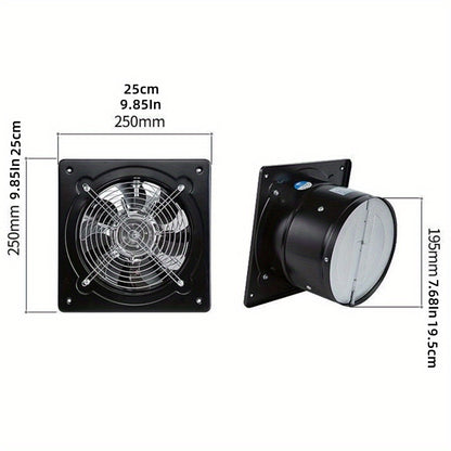 Exhaust Fan 8 Inch Wall Mount Ventilation Fan – 40W Pure Copper Motor, Backdraft Damper, Metal Fume Extractor with Switch for Kitchen, Bathroom, Garage, Shop & Smoking Room