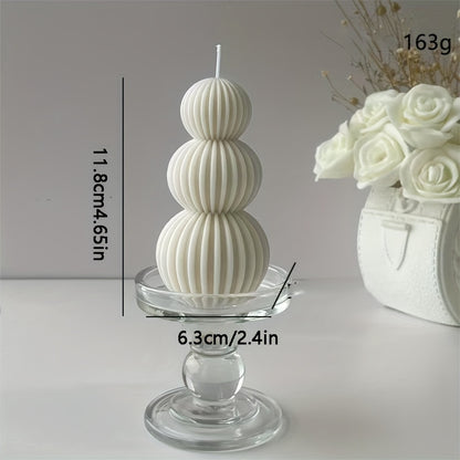 Scented Candle in a Romantic Wave Sphere - Featuring Sandalwood Fragrance, Stylish Geometric Design for Home Decoration, Ideal for Valentine'S Day And Other Special Events