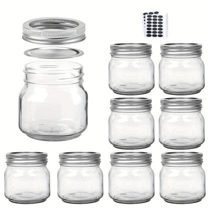 9/18/27/36-Pcs, 8oz Glass Jars with Lids, Regular Mouth Mason Jars for Storage, Spice Canning Jar for Caviar, Herb, Jelly, Jams, Honey, Dishwasher Safe
