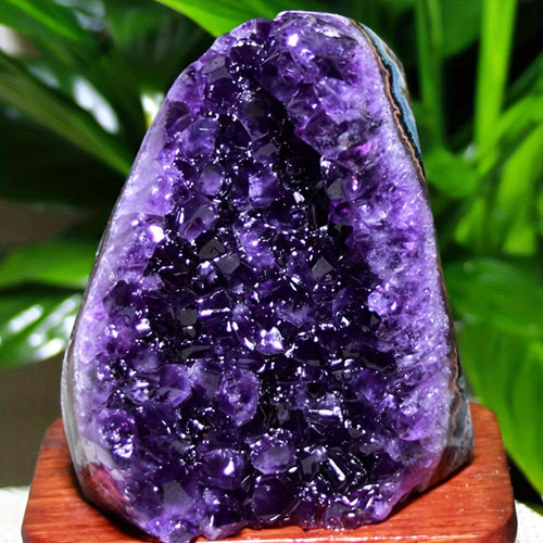 Natural Uruguayan Amethyst Geode | 12.7oz-1.01LB Polished Edge Display Stone For Home & Office Decor | Premium Crystal Accent, Gift & Tabletop Statement Piece