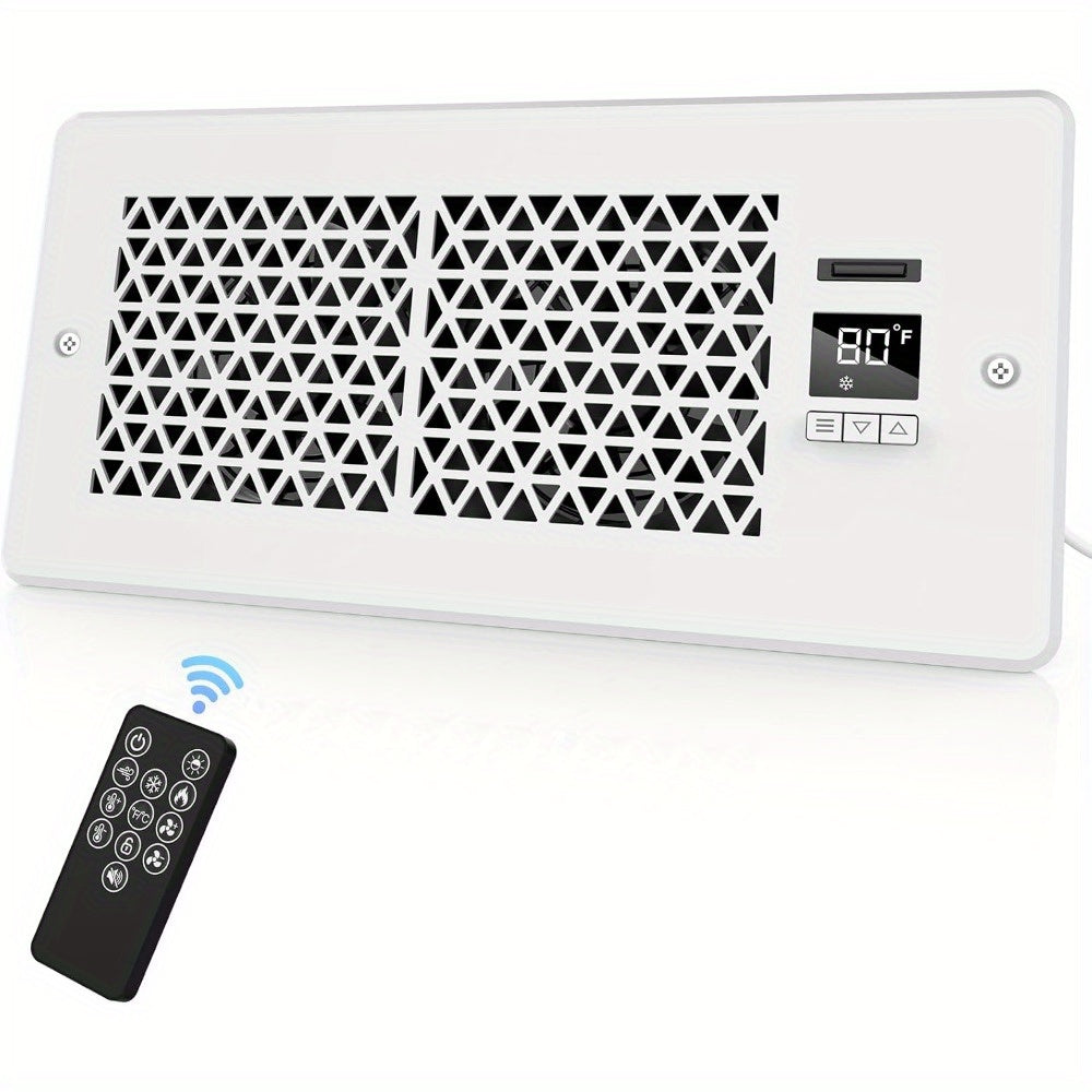 2/ 1 Pack Register Booster Fan for 4in x 10in Register Holes with Remote Control and Thermostat, 10-Speeds Floor Vent Fan Booster - Enhances AC Heating&Cooling Airflow, Quiet Air Duct Fan for Wall, White