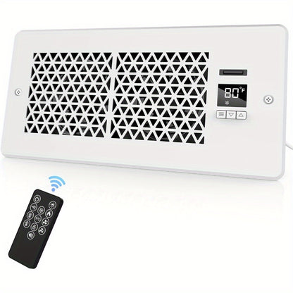2/ 1 Pack Register Booster Fan for 4in x 10in Register Holes with Remote Control and Thermostat, 10-Speeds Floor Vent Fan Booster - Enhances AC Heating&Cooling Airflow, Quiet Air Duct Fan for Wall, White