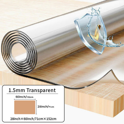1pc 1.5mm Thick Rectangular Tablecloth, Transparent PVC Table Cover, Heat-resistant High-quality Scratch-resistant Table Cover, Hotel Restaurant and Coffee Table, Home Dining Device, Heat-resistant Cover, Protective Table Mat, High Quality Tablecloth