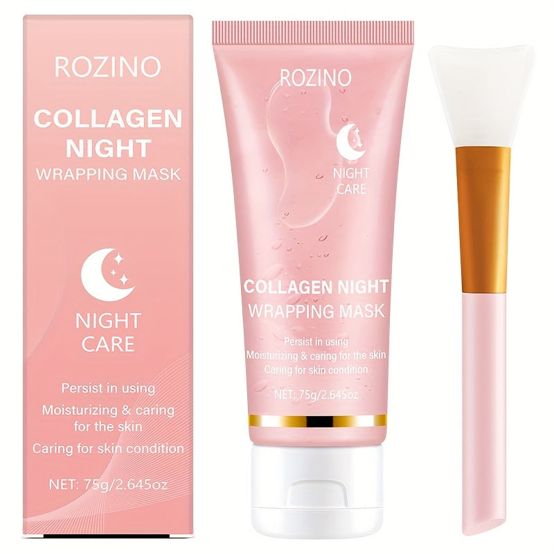 Collagen Overnight Wrapping Off Facial Mask Pack | with Hyaluronic Acid, Elasticity - Hydration Care, Sagging - Dullness - Hydrolyzed Collagen for Glowing Skin-Hydrating Face Mask - Deep Moisture for Dry Skin, Korean Skin Care, 2.645Oz