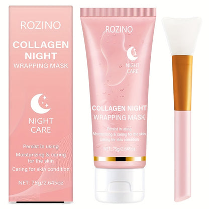 Collagen Overnight Wrapping Off Facial Mask Pack | with Hyaluronic Acid, Elasticity - Hydration Care, Sagging - Dullness - Hydrolyzed Collagen for Glowing Skin-Hydrating Face Mask - Deep Moisture for Dry Skin, Korean Skin Care, 2.645Oz