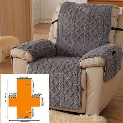 1pc of Shu Velveteen Non-Slip Recliner Cover, Soft Plush Single Chair Sofa Cover, Armrested Single Chair Protective Cover, Pet Scratch-Resistant Sofa Cover, Recliner Protection Cover, Ideal for Bedroom, Office, Living Room, Home Decor