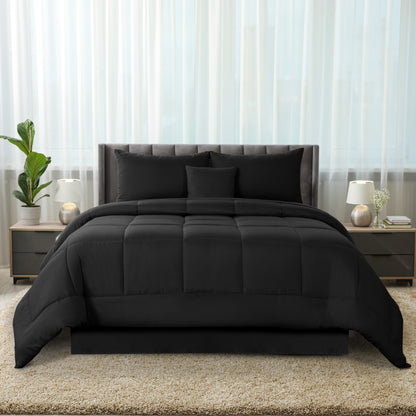 Lux Decor 5 Pieces Comforter Set - Reversible Duvet Insert - Quilted Comforter Smooth, Breathable & Machine Washable, Soft and Comfortable Bedding, Down Alternative Comforter Included 2 Pillow Shams, Bed Skirt, & Cushion - All Season Gift Choice