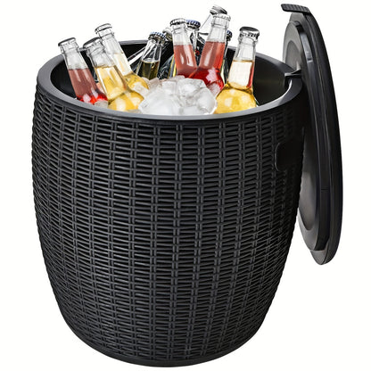 Portable Insulated Ice Bucket with Drain Plug - Large Capacity Food-Grade Plastic Cooler for Parties, Camping, BBQ, Beach & Outdoor Events - Commercial & Home Use, Ice Bucket for Party