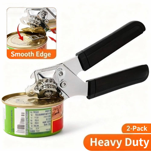 2-Pack 3-in-1 Stainless Steel Can Opener - Ergonomic Handle, Universal Fit for All Can Sizes, Heavy-Duty Kitchen Tool with Smooth Edge & Bottle Opener - Chef-Grade Must-Have for Home Cooks
