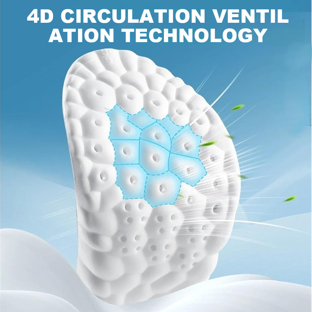Sport Insoles Shoe Inserts 4 Pairs - 4D Cushioning High-Elasticity Shock Absorption, Soft Breathable Arch Support for Athletic Running Daily Wear, Men & Women EU35-50