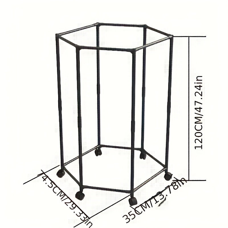 Hexagonal Rotary Clothes Rack, Self-Standing Vertical Clothing Hanging Rack, Suitable for Laundry And Household Storage Space Saving (Black/White), Easy Storage Device, Durable Structure, High-Quality Materials, Small Apartment Living, Convenient